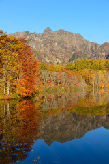 長野　戸隠高原　鏡池の紅葉