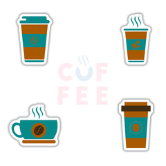 sets of Label Frames and badges vector icons coffee emblem coffee to go