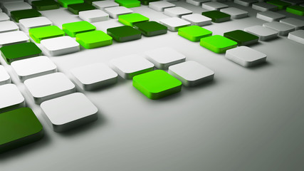 Fototapeta na wymiar 3d green and white squares background, 3d illustration