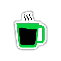 Label Frames and badges vector icon design collection coffee emblem cup of hot coffee