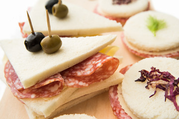 Salami and cheese sandwiches