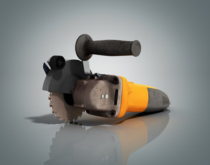 Angle grinder on grey background 3d render