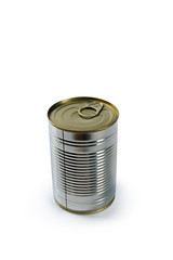 Aluminum tin can on a white background