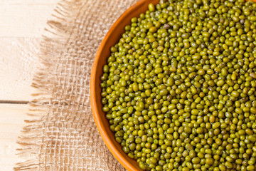 Green bean seed on table.