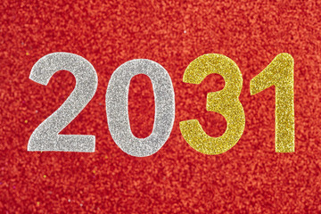 Number two thousand and thirty-one over a red background. Anniversary.