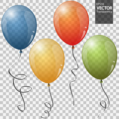 colored flying balloons with transparency