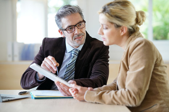 Woman Meeting Notary For Advice