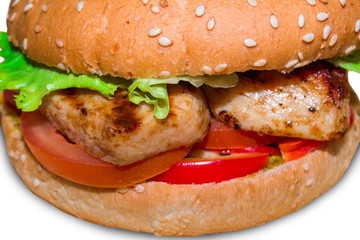 Very delicious juicy burger on a white background isolated