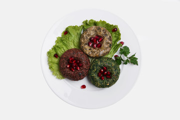  traditional Georgian dish pkhali assorted white background top view