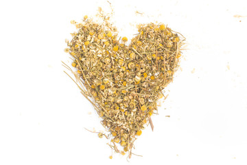 Dried chamomile heart shaped