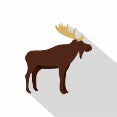 Wild elk icon, flat style