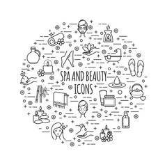 spa and beauty thin line icons