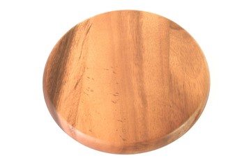 empty wood plate on wood white background / can be used display your product / Top view.