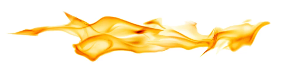 Photo sur Aluminium Flamme Longue bande de feu jaune isolated on white