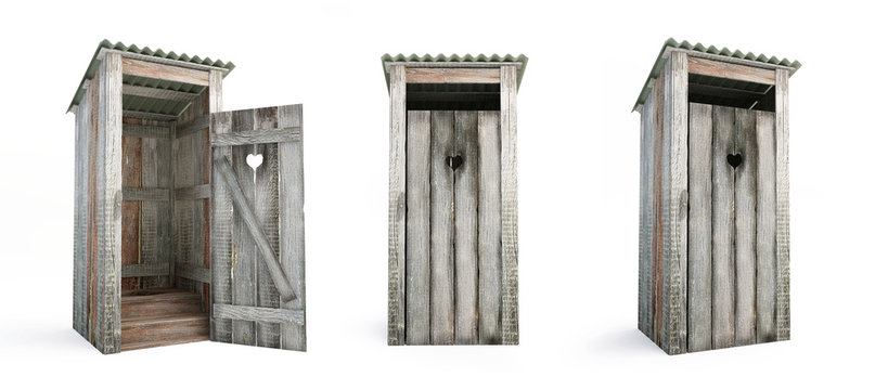 Outdoor toilet on a white background 3D illustration