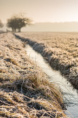 frostiger Wintermorgen über dem Schweizer Flachland