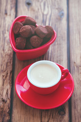 Cup of coffee and chocolate