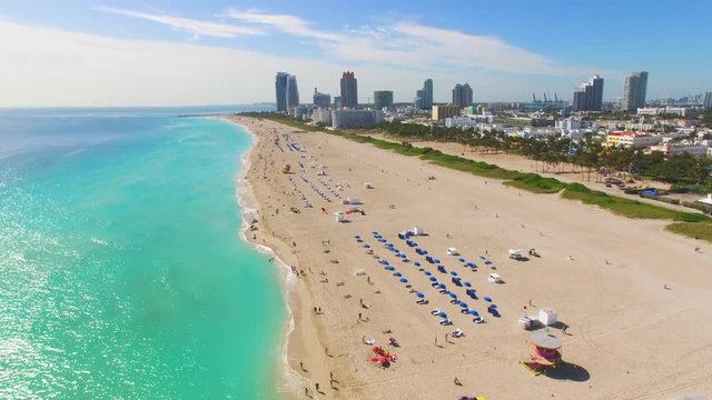 Aerial footage of Miami South Beach