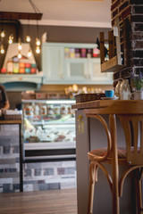interior of trendy retro bar and kitchen 