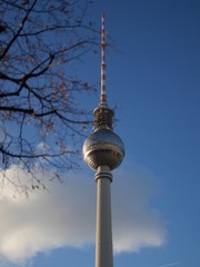 View of the Fernsehturm TV Tower, Berlin, Germany