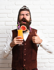 Fototapeta premium satisfied handsome bearded pilot