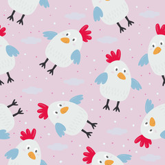 kids seamless pattern with chickens. Vector illustration