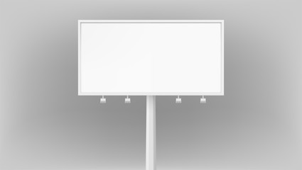 Billboard advertising panel with empty space and light projectors isolated over on background