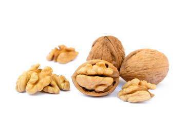 walnuts in shell isolated on white background