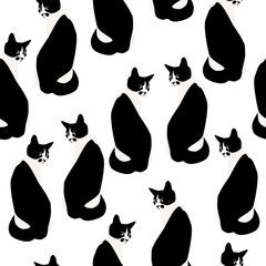 Seamless pattern of domestic cats. Background.