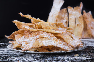 carnival sweets with powdered sugar for fat Tuesday 