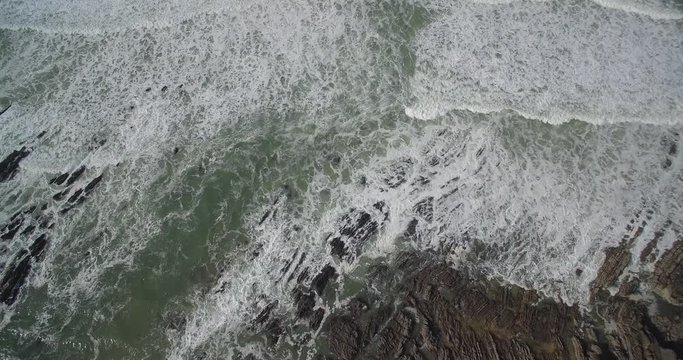Aerial, Flight Along The Beautiful Praia De Nossa Senhora, Portugal - Untouched and flat material, watch also for the graded and stabilized version