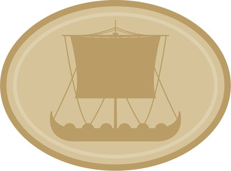 Norse Viking Warship in Silhouette