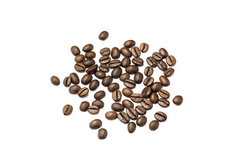 Coffee grains on white background