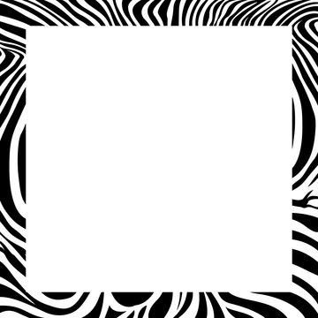 zebra print border, frame design. Animal skin texture. Vector illustration. Savannah Animal ornament.