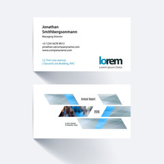 Vector business card template with yellow dynamic geometric shap