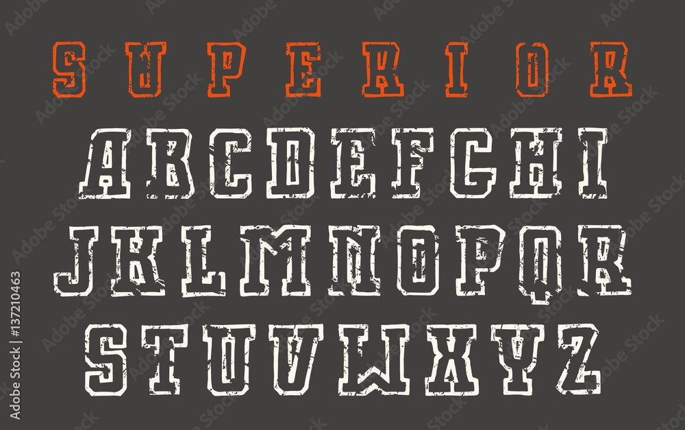 Fototapete slab serif contour font in the style of hand-drawn graphics