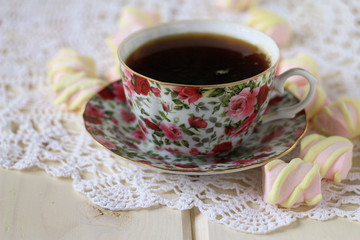  cup of tea with marshmallow