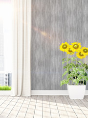 Modern bright interior . 3D rendering