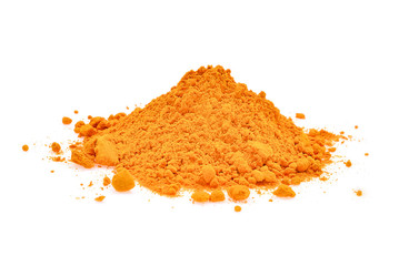 turmeric powder isolated on white background