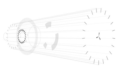 Abstract horizontal composition on white background. Vague circular composition in isometric perspektive. Subtle vector background composed of circles and ellipses. Isolated transparent mechanic gears