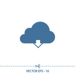Vector cloud computing download icon, vector illustration. Flat design style