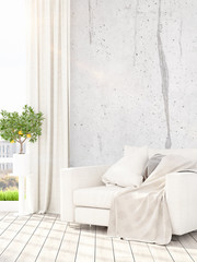 Modern bright interior . 3D rendering
