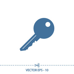 Key  icon, vector illustration. Flat design style