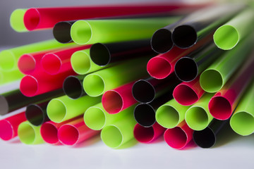 Multi Color flexible straws on white background