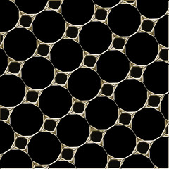 Gold polygon pattern wire mesh abstract on a black background