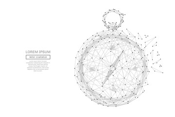 Obraz premium Grey compass with polygon line on abstract background. Polygonal space low poly with connecting dots and lines. Connection structure. Vector science background.