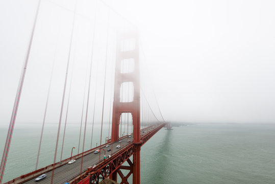Early morning fog at Golden Gate Bridge in San Francisco.