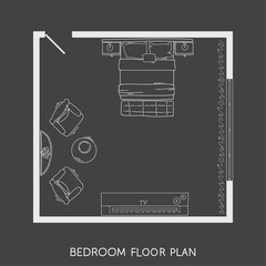 Architectural Plan with furniture in top view