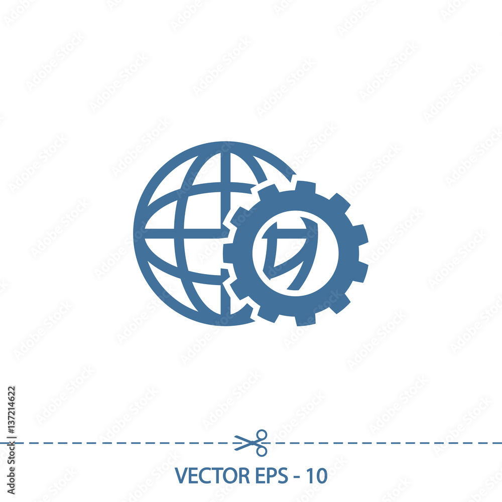 Poster setting parameters, globe icon vector illustration. flat design style