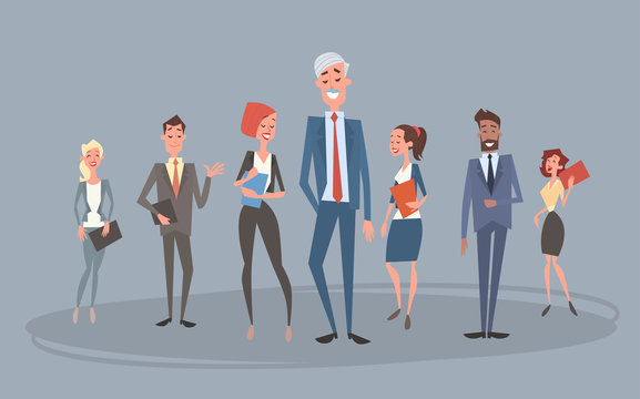 Business People Group Team Human Resources Colleagues Flat Vector Illustration